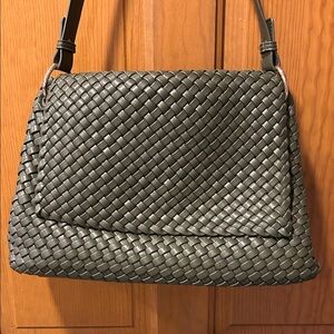 Melie Bianco Woven Shoulder Bag - Olive